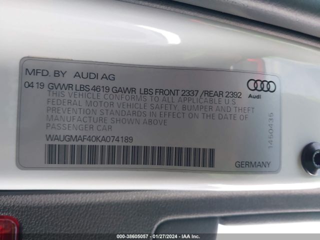 WAUGMAF40KA074189 Audi A4 40 Premium/40 Titanium Premium