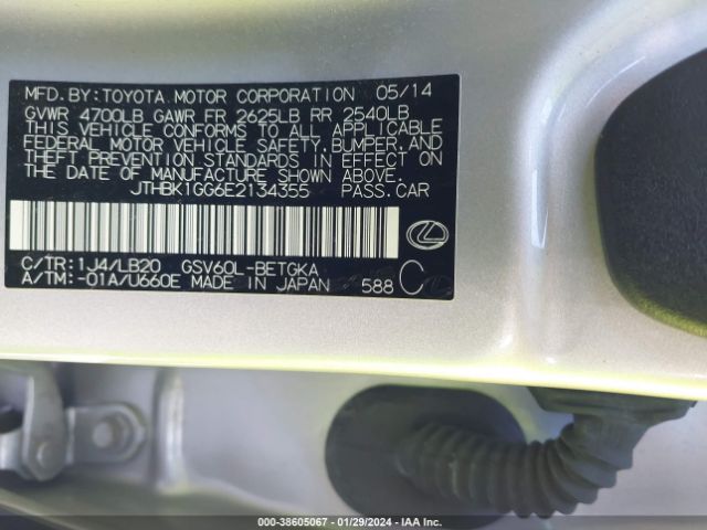 JTHBK1GG6E2134355 Lexus ES 350