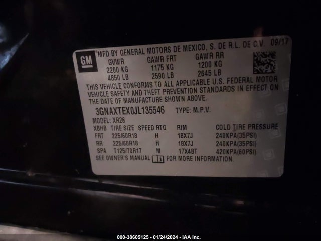 Chevrolet EQUINOX LT 2018 3GNAXTEX0JL135546 Image 9