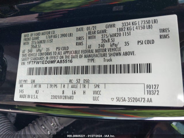 Ford F-150 King Ranch 2021 1FTFW1ED0MFA85516 Image 9