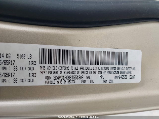 Продаж на аукціоні авто 2011 Dodge Journey Mainstreet, vin: 3D4PG1FG8BT551306, номер лоту: 38605276