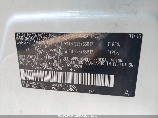 Toyota Rav4 Xle 2016 2T3WFREV5GW252429 Image 9