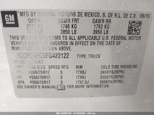 Chevrolet Silverado 1500 1lt 2015 3GCPCREC5FG422122 Image 9
