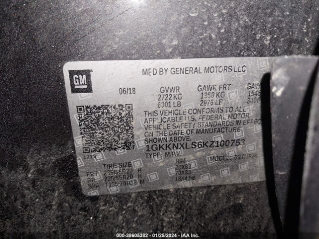 1GKKNXLS6KZ100753 GMC Acadia Denali