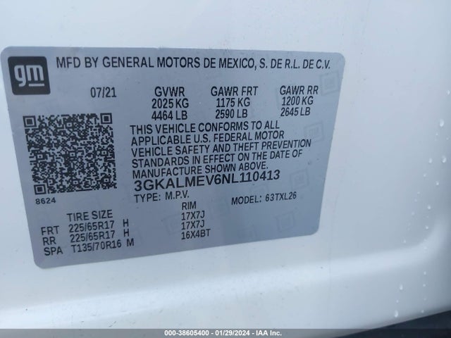 3GKALMEV6NL110413 GMC Terrain Fwd Sle