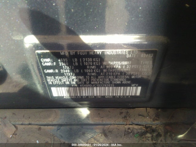 2013 SUBARU OUTBACK 3.6R LIMITED VIN: 4S4BRDJC1D2292035