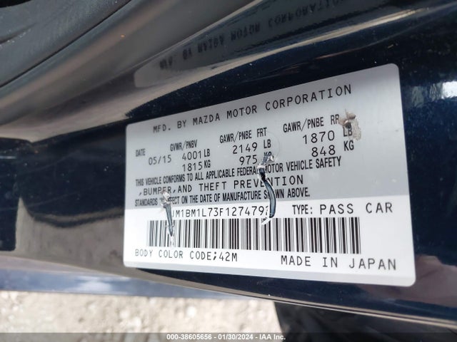 2015 MAZDA MAZDA3 I TOURING VIN: JM1BM1L73F1274792
