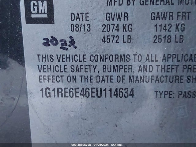 Chevrolet Volt 2014 1G1RE6E46EU114634 Image 9