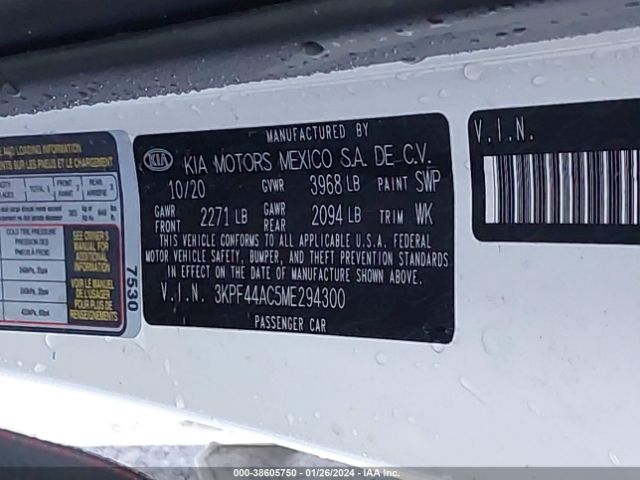 3KPF44AC5ME294300 KIA FORTE GT