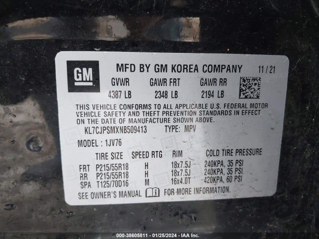 Chevrolet Trax Awd Lt 2022 KL7CJPSMXNB509413 Image 9