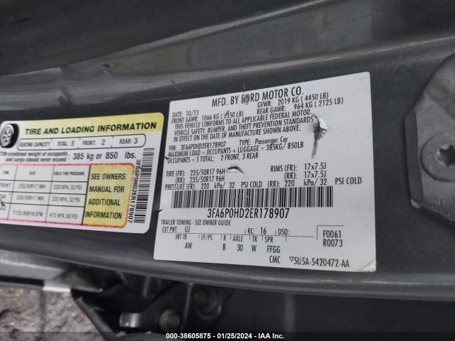 Ford FUSION SE 2014 3FA6P0HD2ER178907 Image 9