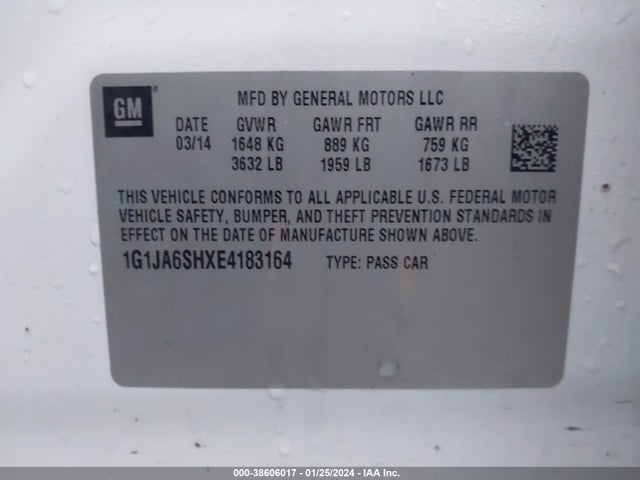 Chevrolet Sonic Ls Auto 2014 1G1JA6SHXE4183164 Image 9