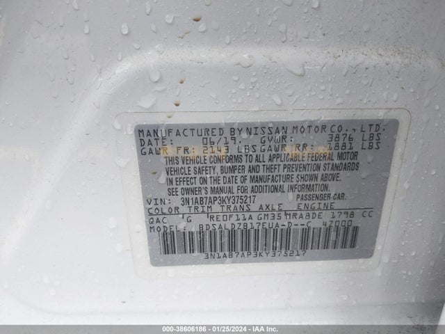 Nissan SENTRA SV 2019 3N1AB7AP3KY375217 Image 9