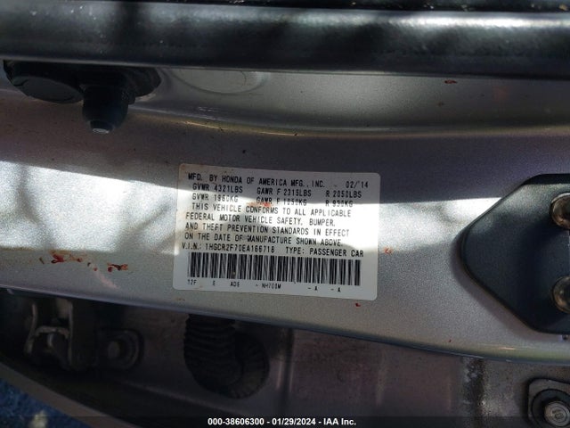 Honda ACCORD EX 2014 1HGCR2F70EA166718 Image 9