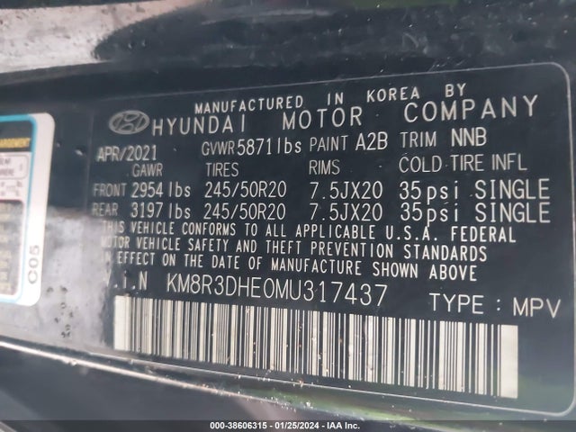 Hyundai Palisade Sel 2021 KM8R3DHE0MU317437 Image 9