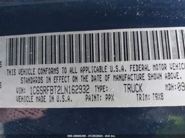 1C6SRFBT2LN162932 RAM 1500 Big Horn Quad Cab 4x4 6'4 Box