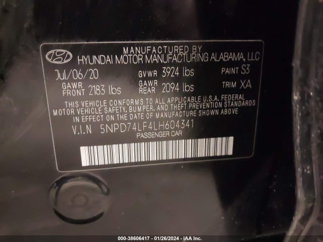 Hyundai ELANTRA SE 2020 5NPD74LF4LH604341 Image 9