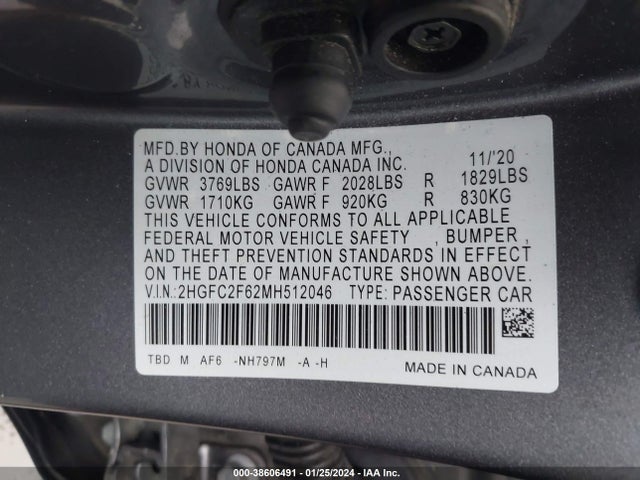 Honda Civic Lx 2021 2HGFC2F62MH512046 Image 9