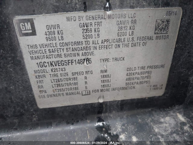 Chevrolet Silverado 2500hd Lt 2015 1GC1KVEG5FF148765 Image 9