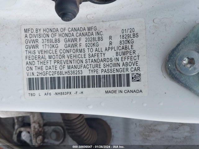 Honda Civic Lx 2020 2HGFC2F68LH536253 Image 9