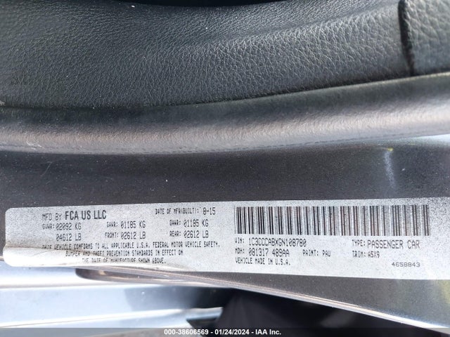 2016 CHRYSLER 200 LIMITED VIN: 1C3CCCABXGN108780