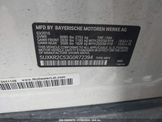 5UXKR2C53G0R72394 BMW X5 Sdrive35i