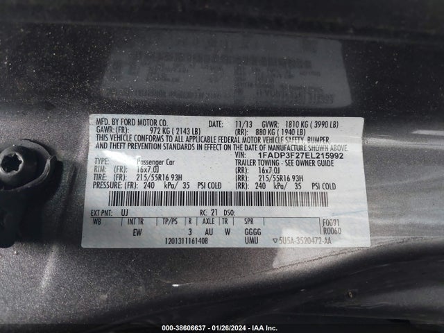 Ford FOCUS SE 2014 1FADP3F27EL215992 Image 9