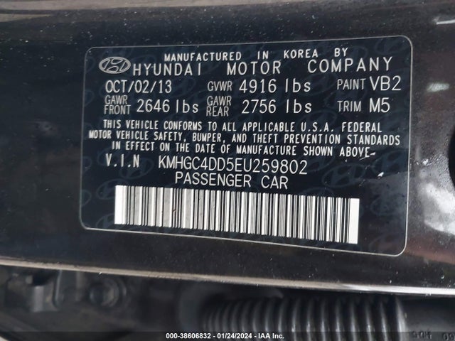 Hyundai Genesis 3.8 2014 KMHGC4DD5EU259802 Image 9