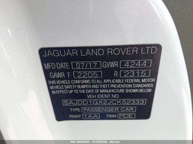 2018 JAGUAR F-TYPE SAJDD1GX2JCK52333 Photo 8