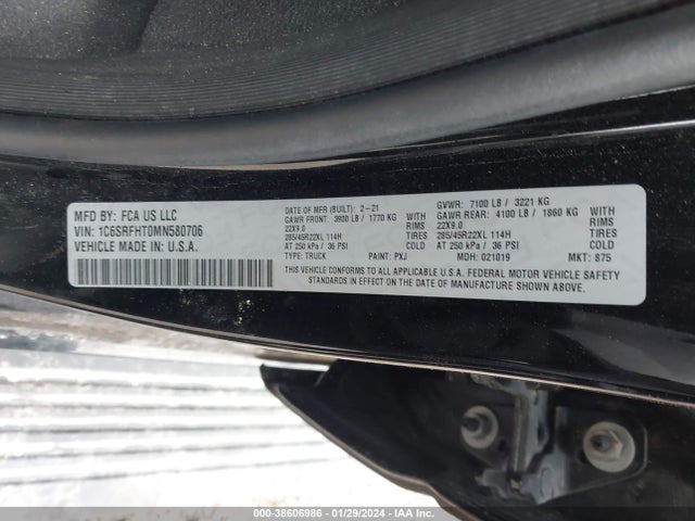 RAM 1500 Limited  4x4 5'7 Box 2021 1C6SRFHT0MN580706 Image 9