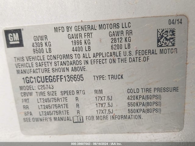 Chevrolet Silverado 2500hd Wt 2015 1GC1CUEG6FF136695 Image 9
