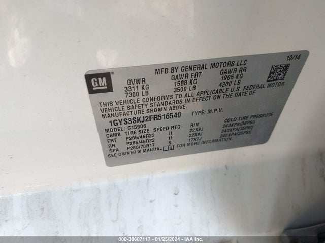 1GYS3SKJ2FR516540 Cadillac Escalade Esv Luxury