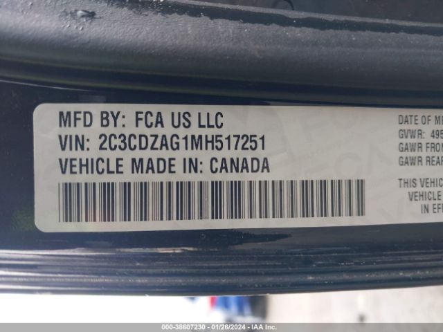 2C3CDZAG1MH517251 Dodge Challenger Sxt