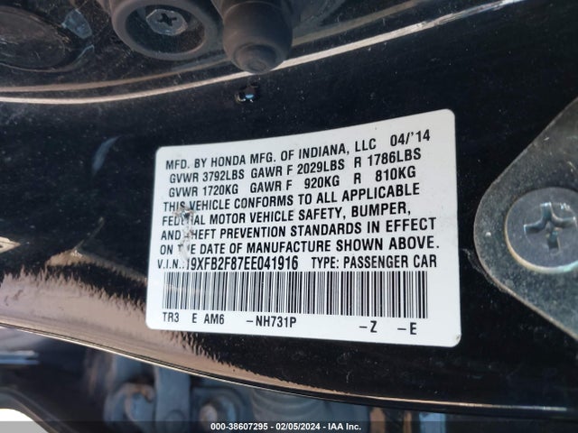 Honda CIVIC EX 2014 19XFB2F87EE041916 Image 9