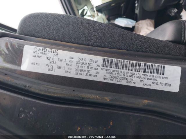 1C4RDHAG2HC759541 Dodge Durango Sxt Rwd