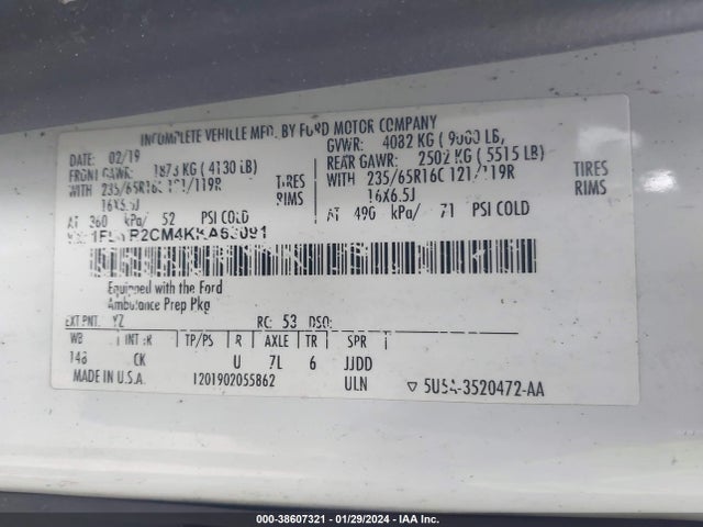Ford Transit-250 2019 1FDYR2CM4KKA63091 Image 9