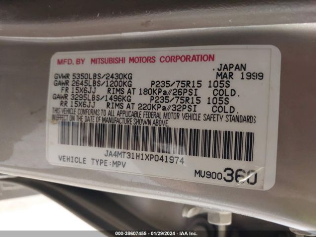 1999 MITSUBISHI MONTERO SPORT JA4MT31H1XP041974 Photo 8