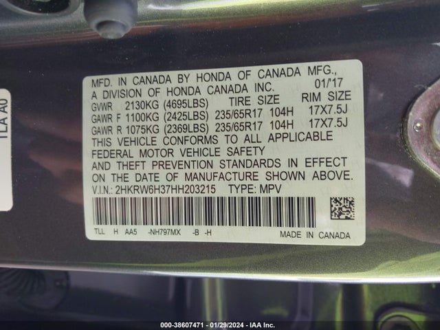 Honda CR-V LX 2017 2HKRW6H37HH203215 Image 9