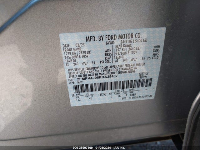 Ford EDGE SEL 2023 2FMPK4J98PBA25407 Image 9