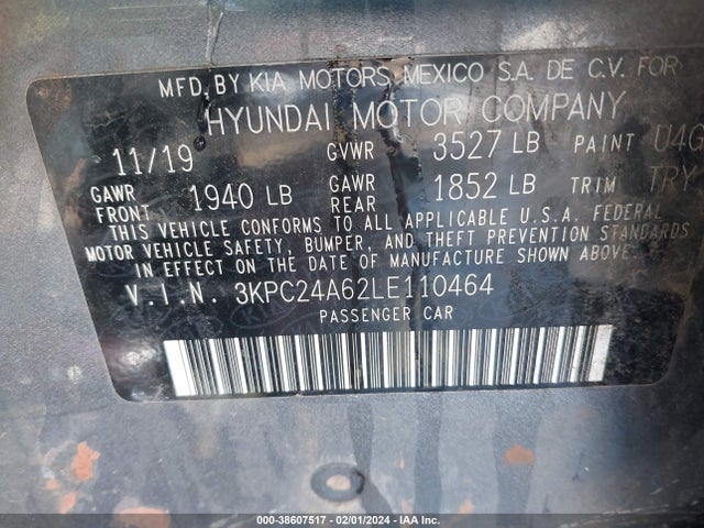 Hyundai ACCENT SE 2020 3KPC24A62LE110464 Image 9