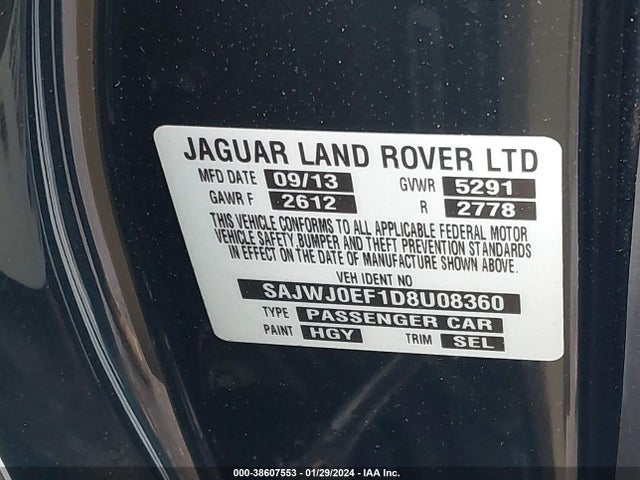 2013 JAGUAR XF SAJWJ0EF1D8U08360 Photo 8