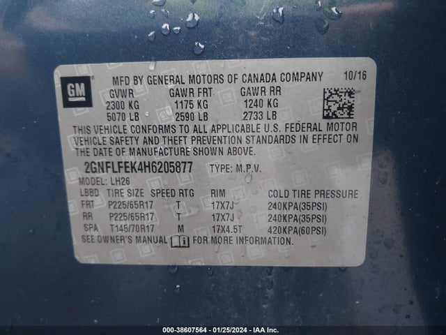 2GNFLFEK4H6205877 Chevrolet EQUINOX LT