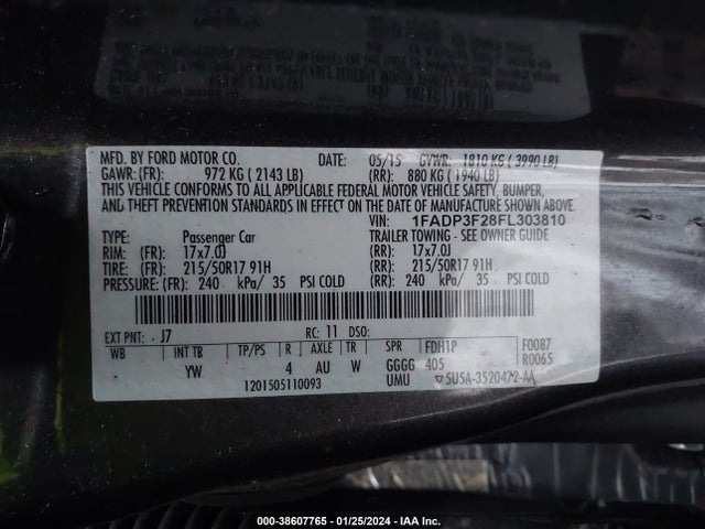 Ford FOCUS SE 2015 1FADP3F28FL303810 Image 9