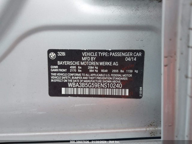 BMW 328i Xdrive 2014 WBA3B5G59ENS10240 Image 9