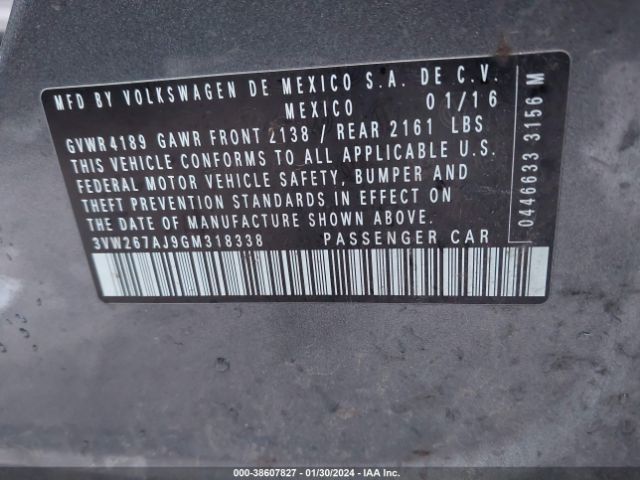 3VW267AJ9GM318338 Volkswagen Jetta 1.4t S