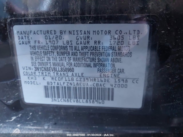 Nissan Versa Sv Xtronic Cvt 2020 3N1CN8EV8LL858960 Image 9