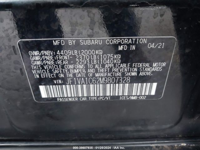 JF1VA1C62M9807328 Subaru Wrx Premium