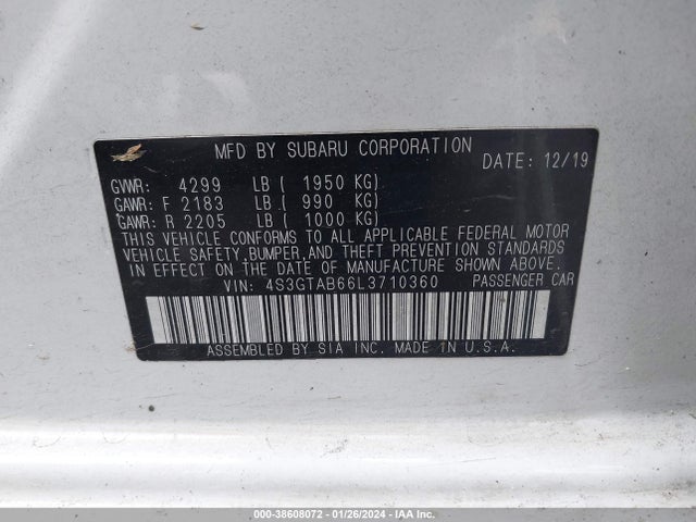 Subaru Impreza 5-door 2020 4S3GTAB66L3710360 Image 9