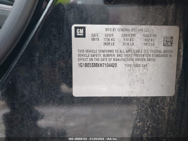 Chevrolet Cruze Lt Auto 2017 1G1BE5SMXH7104420 Image 9
