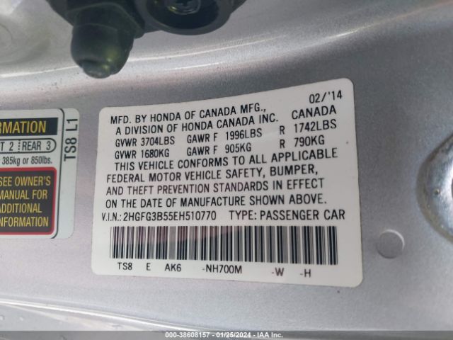 2HGFG3B55EH510770 Honda Civic Lx